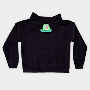 Cute frog cartoon drawing Kids Hoodie